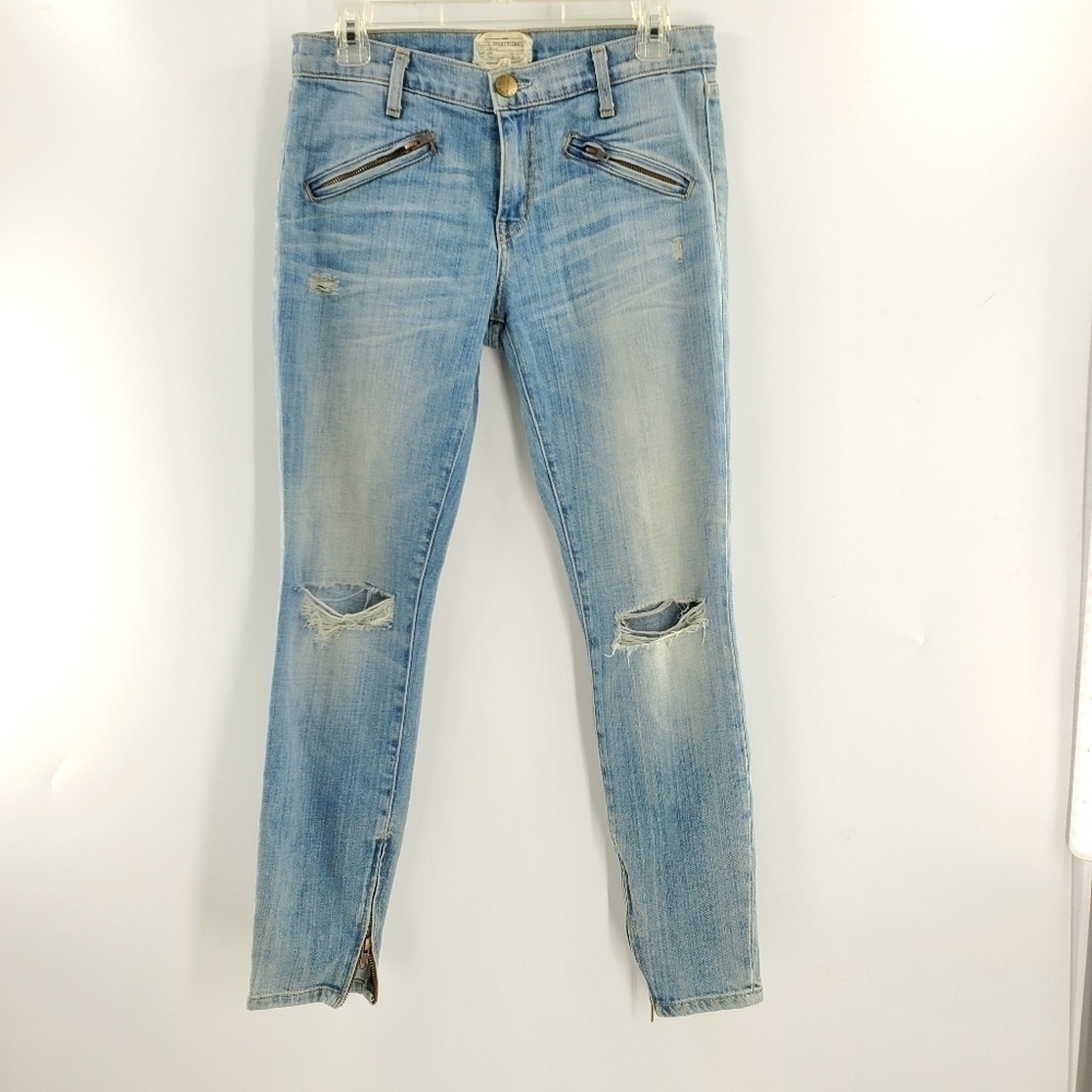 Current/Elliott light wash skinny side zip jeans 27